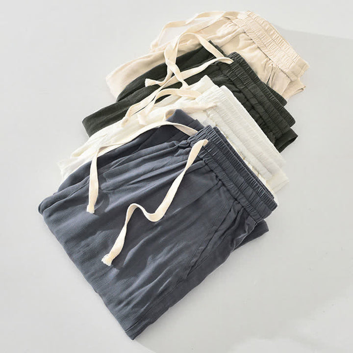 Buddha Stones Summer Casual Vintage Drawstring Solid Long Pants Men's Tapered Pants With Pockets - image 13