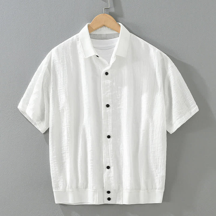 Buddha Stones Summer Casual Minimalist Button-Up Solid Men's Shirts - White - US/UK/AU42，EU52 (3XL) - image 11