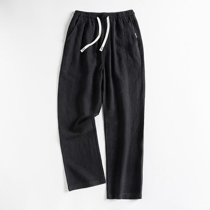 Buddha Stones Spring Casual Minimalist Drawstring Solid Men's Tapered Pants With Pocket - Black - US/UK/AU44，EU54 (4XL) - image 2