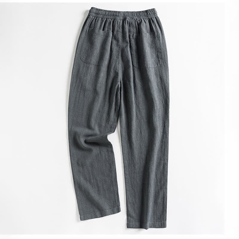 Buddha Stones Spring Casual Minimalist Drawstring Solid Men's Tapered Pants With Pocket - image 12