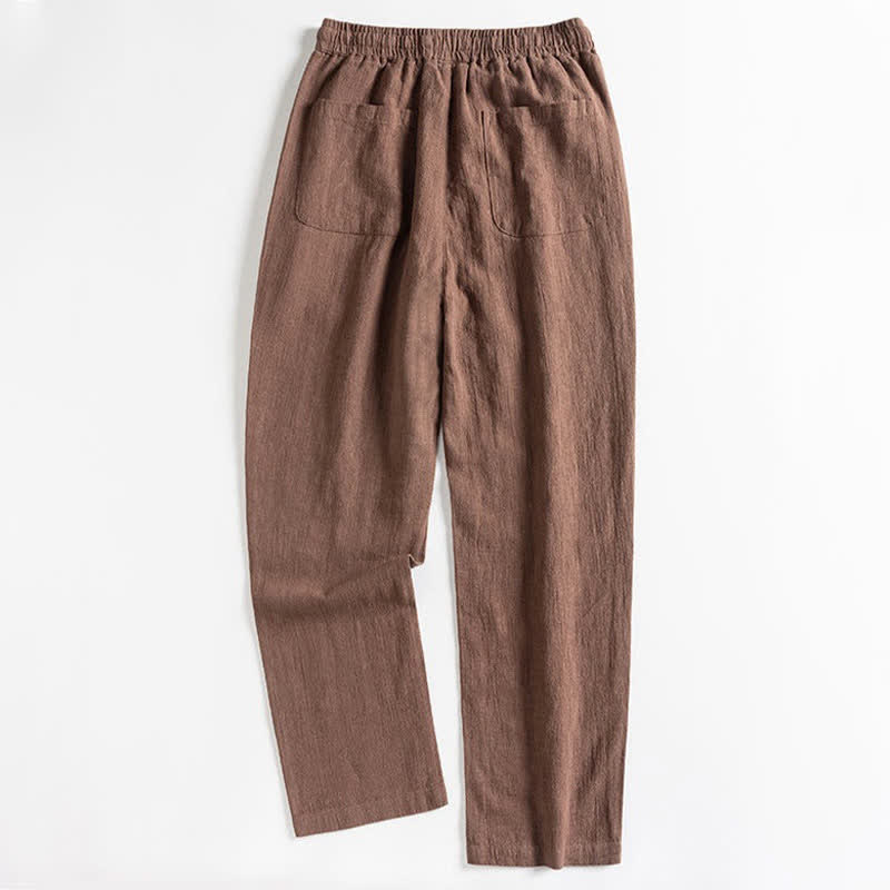 Buddha Stones Spring Casual Minimalist Drawstring Solid Men's Tapered Pants With Pocket - image 1