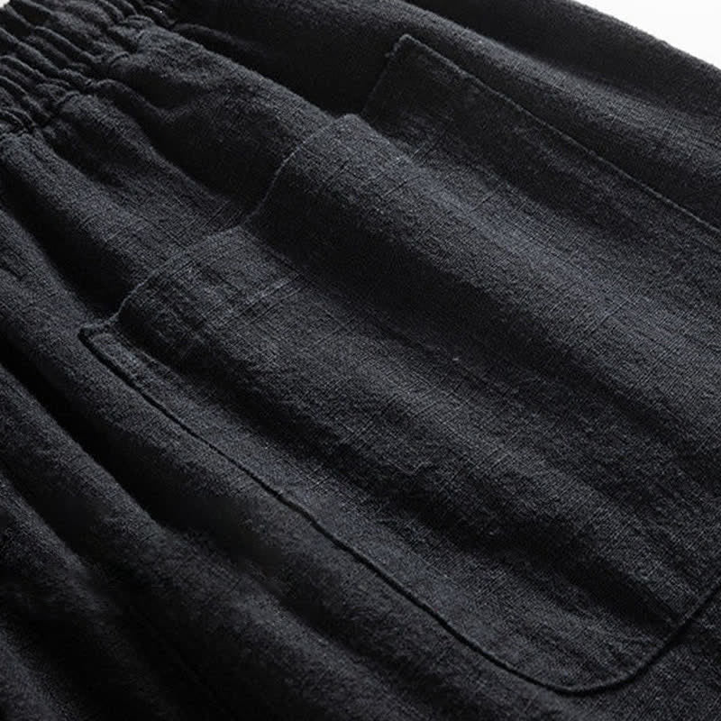 Buddha Stones Spring Casual Minimalist Drawstring Solid Men's Tapered Pants With Pocket - image 7
