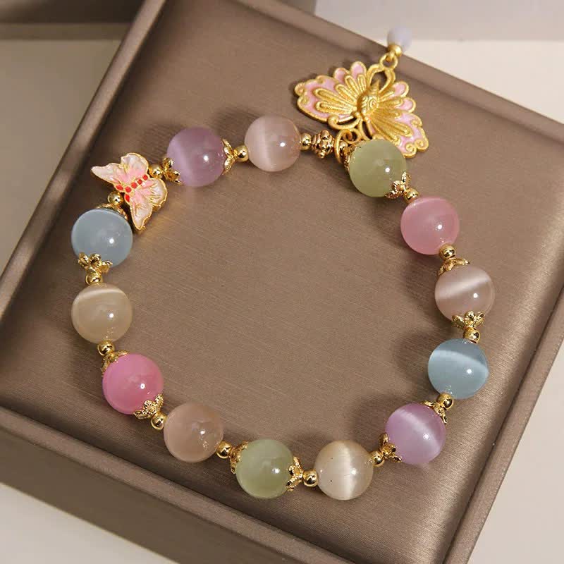 Buddha Stones Multicolor Cat's Eye Butterfly Love Beaded Bracelet - image 8
