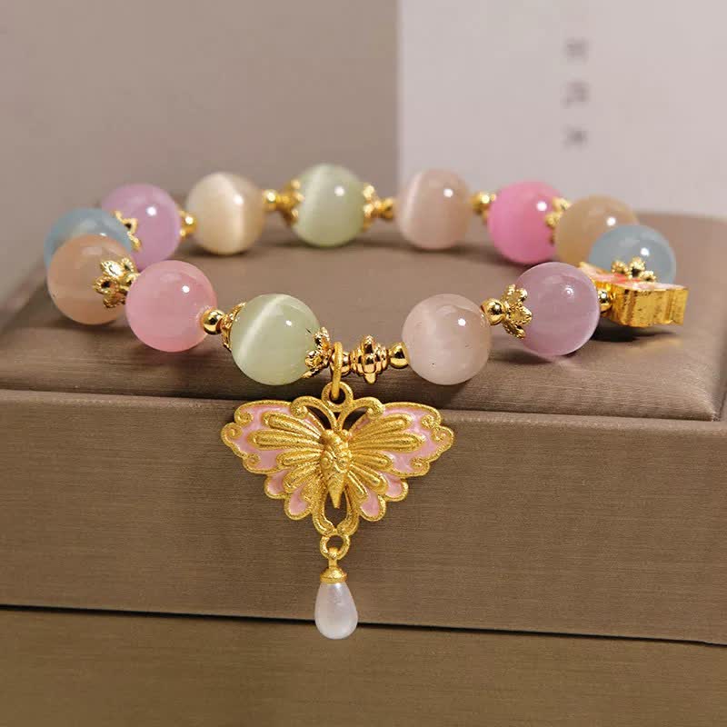 Buddha Stones Multicolor Cat's Eye Butterfly Love Beaded Bracelet - image 2