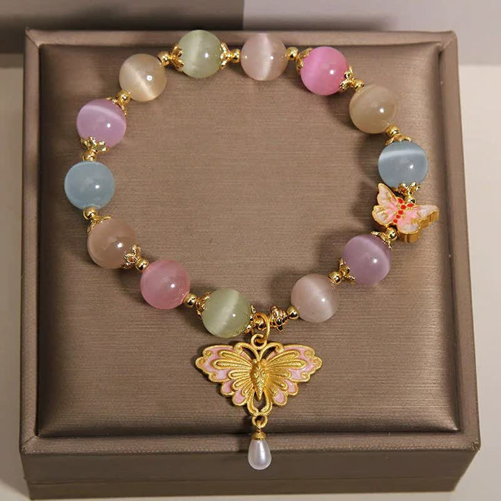 Buddha Stones Multicolor Cat's Eye Butterfly Love Beaded Bracelet - image 4