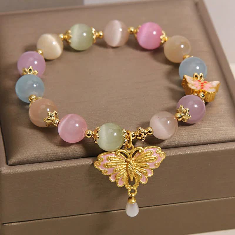 Buddha Stones Multicolor Cat's Eye Butterfly Love Beaded Bracelet - image 3