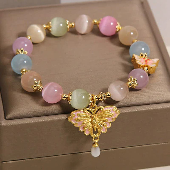 Buddha Stones Multicolor Cat's Eye Butterfly Love Beaded Bracelet - image 3