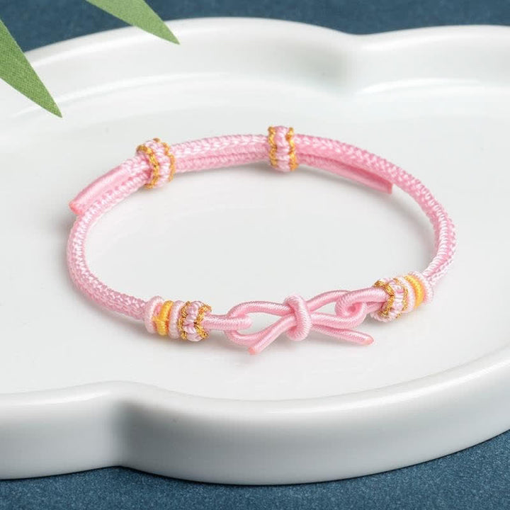 Buddha Stones Hand Woven Butterfly Luck Adjustable Braided Cord Bracelet - Pink - Red String(Protection♥Luck) - image 1