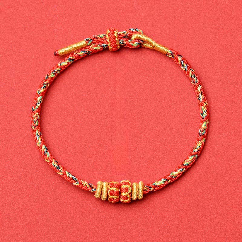 Buddha Stones Hand-Woven Red String Koi Fish Flower Protection Bracelet - Red - No Accessory - image 4