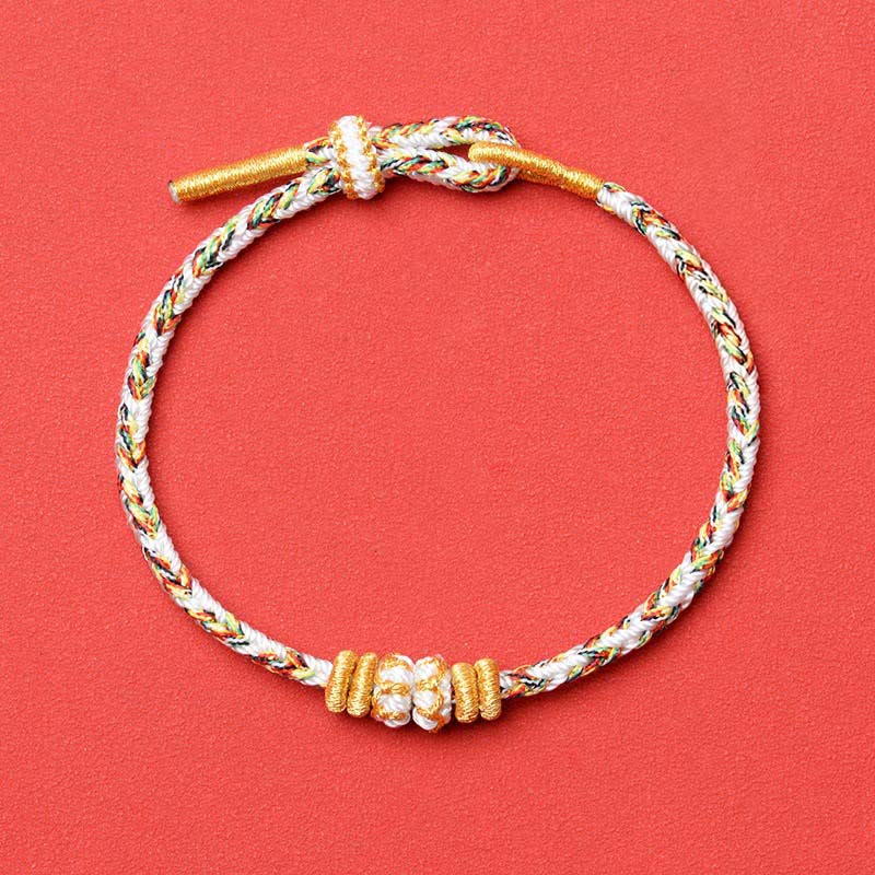 Buddha Stones White Braided Rope Flower knowledge Bracelet - White - No Accessory - image 5