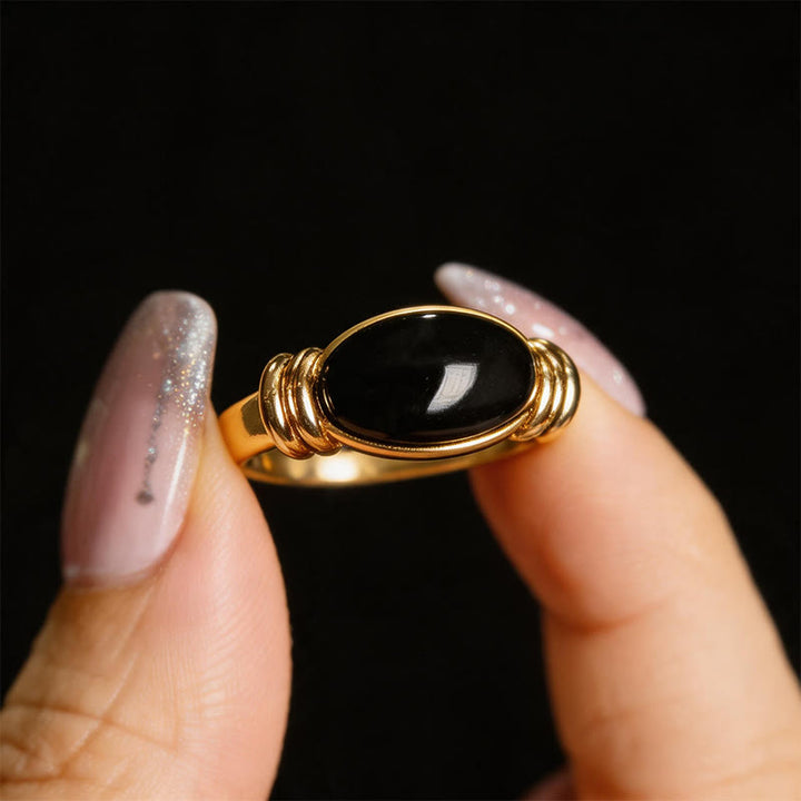 Buddha Stones Oval Pattern Hematite Support Adjustable Ring - image 14
