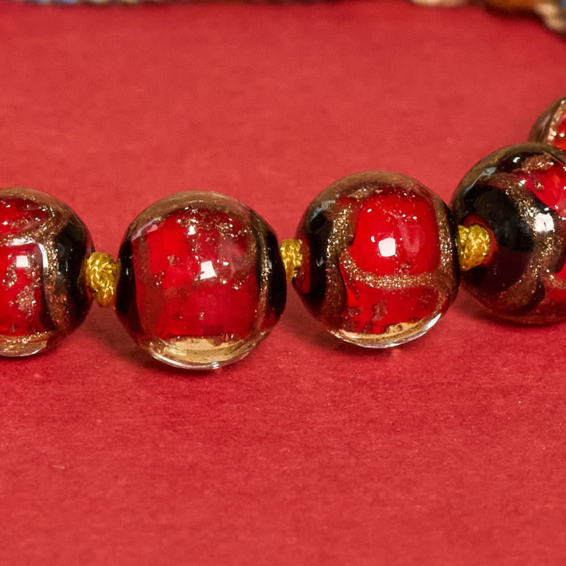 Buddha Stones Tibetan Liuli Glass Bead Five Directions Gods Of Wealth Buddha Eye Blessing String Bracelet - image 12