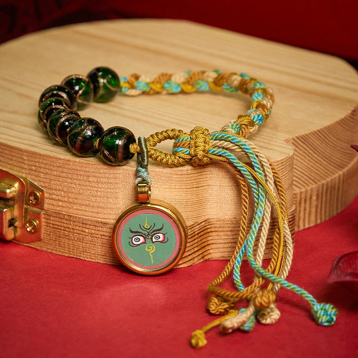 Buddha Stones Tibetan Liuli Glass Bead Five Directions Gods Of Wealth Buddha Eye Blessing String Bracelet - image 27