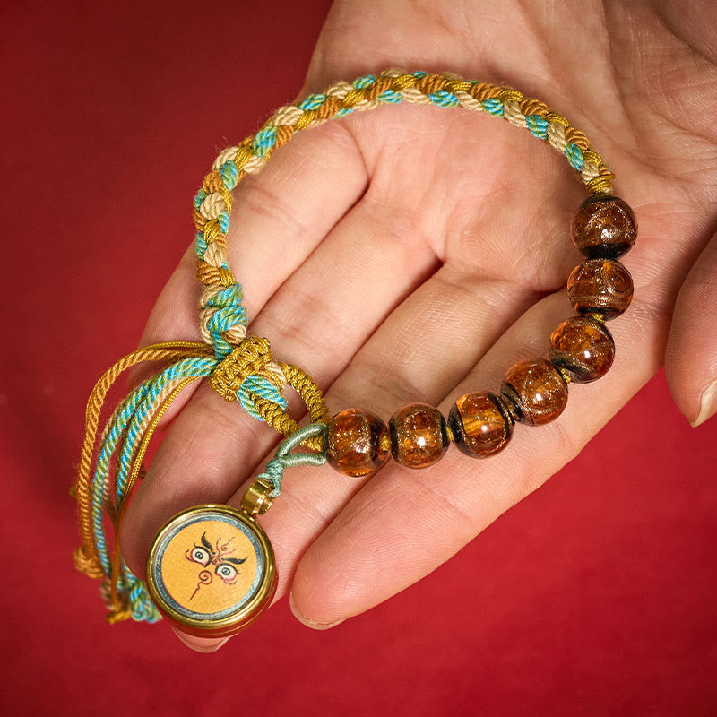 Buddha Stones Tibetan Liuli Glass Bead Five Directions Gods Of Wealth Buddha Eye Blessing String Bracelet - image 16