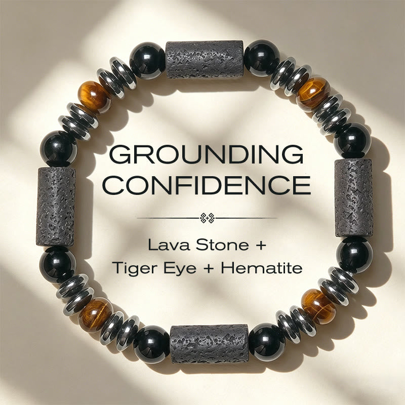 Buddha Stones Natural Tiger's Eye Obsidian Hematite Lava Rock Powerful Bracelet - 15-17cm - image 0
