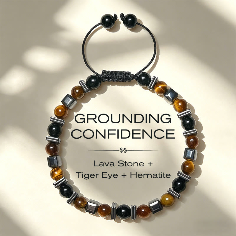 Buddha Stones Natural Tiger's Eye Black Obsidian Hematite Support Bracelet - 17-26cm - image 0