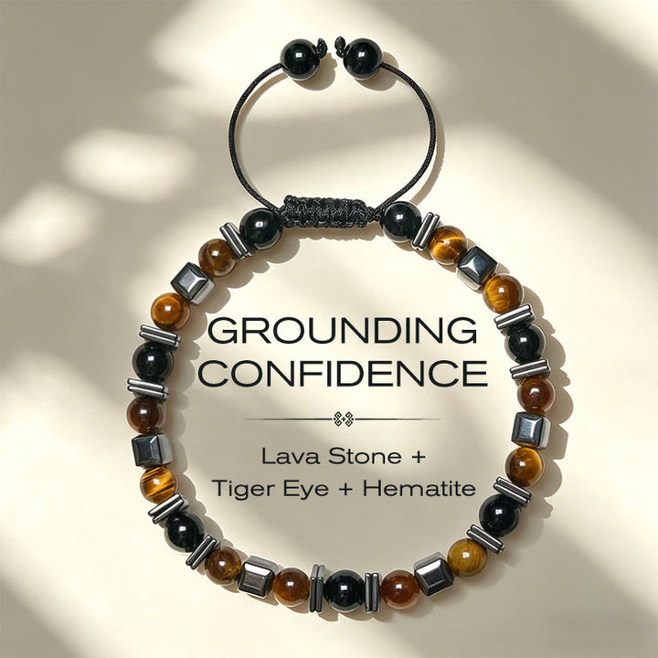Buddha Stones Natural Tiger's Eye Black Obsidian Hematite Support Bracelet - 17-26cm - image 0