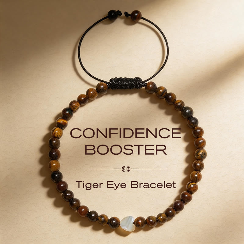 Buddha Stones Natural Small Tiger Eye Beads Love Heart Power String Bracelet - 4mm Tiger's Eye(Wrist Circumference:17-28cm) - image 0
