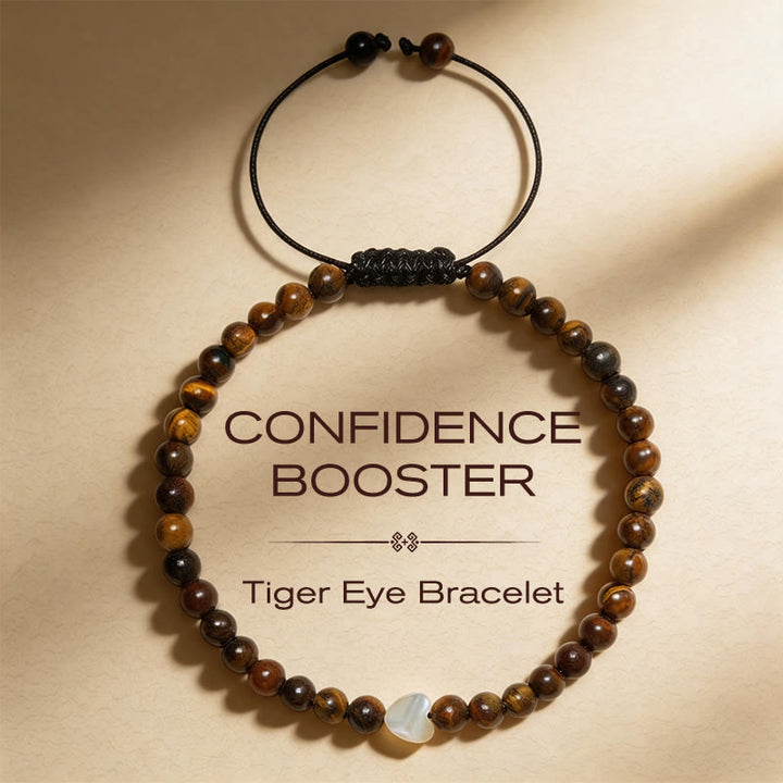 Buddha Stones Natural Small Tiger Eye Beads Love Heart Power String Bracelet - 4mm Tiger's Eye(Wrist Circumference:17-28cm) - image 0