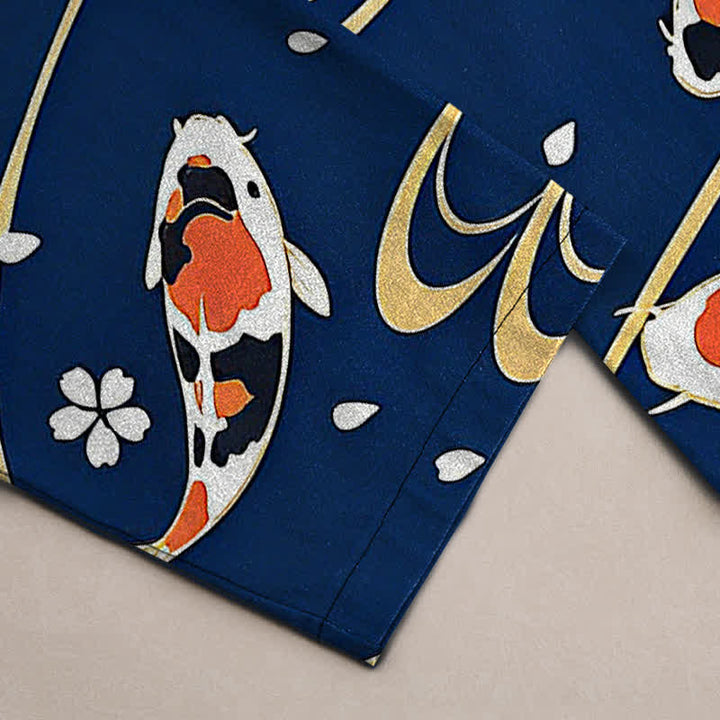 Buddha Stones Cotton Koi Fish Ripple Pattern Men's Tapered Pants With Pockets - image 10