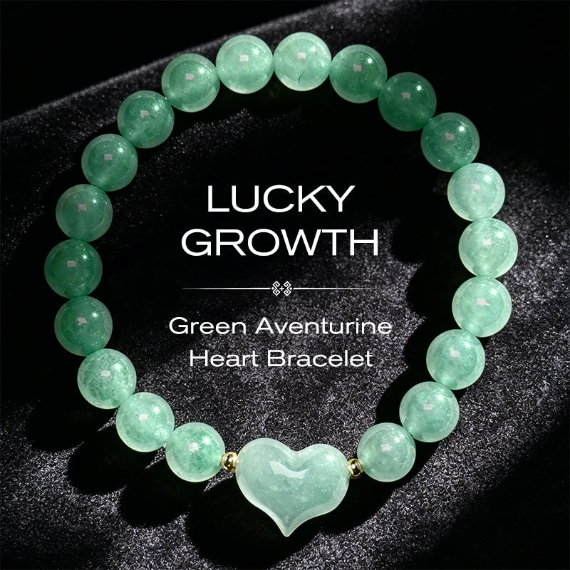 Buddha Stones Natural Amethyst Green Aventurine Tiger Eye Strawberry Quartz Love Heart Spiritual Bracelet - Green Aventurine(Wrist Circumference 14-16cm) - image 18