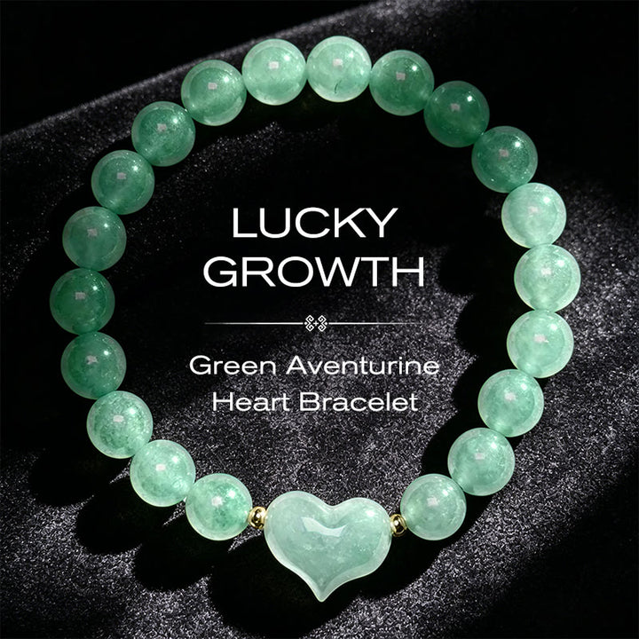 Buddha Stones Natural Amethyst Green Aventurine Tiger Eye Strawberry Quartz Love Heart Spiritual Bracelet - Green Aventurine(Wrist Circumference 14-16cm) - image 18