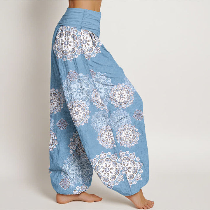 Buddha Stones Pure Cotton Various Mandala Floral Pattern Women's Elastic Waist Harem Pants - image 2