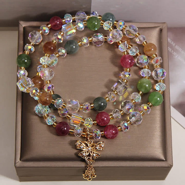 Buddha Stones Tourmaline Butterfly Pendant Transformation Three Layer Faceted Faceted Bracelet - image 4
