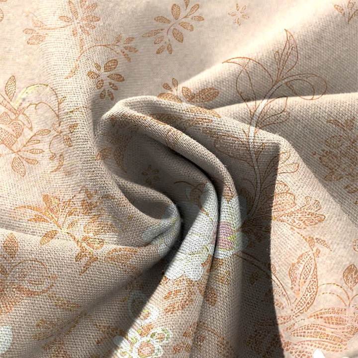 Buddha Stones Cotton Linen Romantic Floral Pattern Women's Elastic Waist Wide Leg Pants With Pockets - image 7