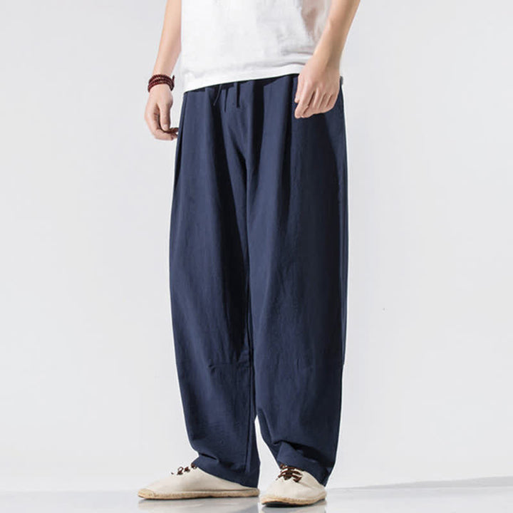 Buddha Stones Summer Casual Minimalist Drawstring Elastic Waist Solid Long Pants Men's Harem Pants With Pockets - MidnightBlue - US/UK/AU46，EU56 (5XL) - image 14