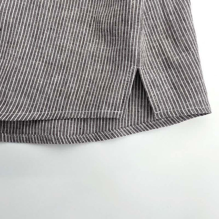 Buddha Stones Summer Half Button Fine Striped Men's Short Sleeve Shirts - image 8