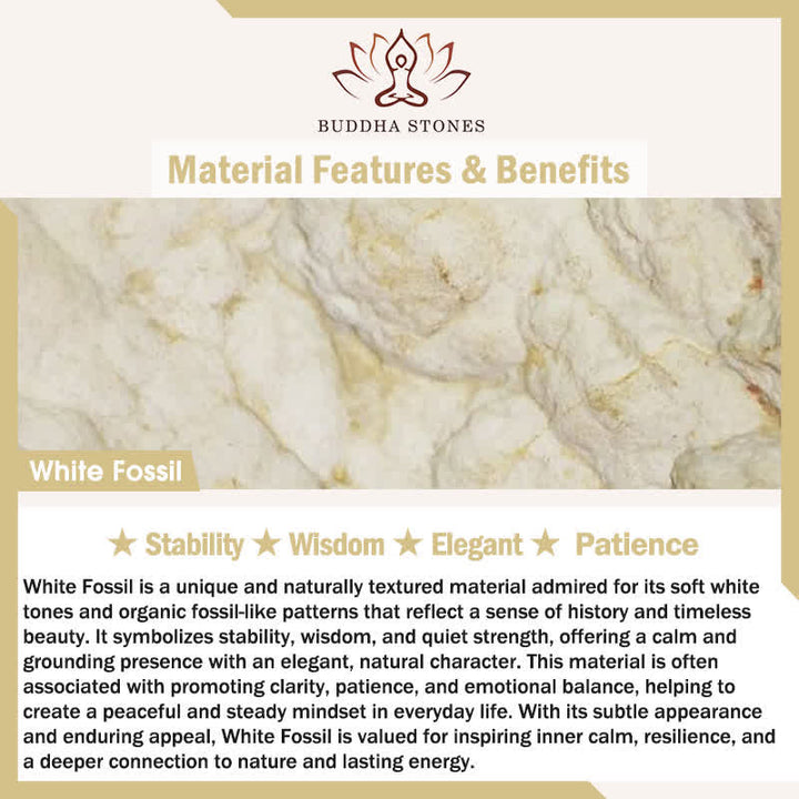 Buddha Stones 3pcs "Return to Stillness" White Fossil Grounding Bracelet Includes Gift Message Card - image 6