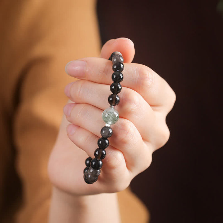Buddha Stones Black Obsidian Grounding Hand-Woven New Chinese Round Bracelet - image 4