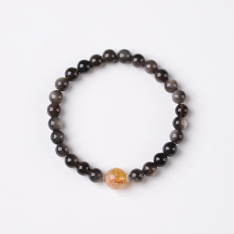Buddha Stones Black Obsidian Grounding Hand-Woven New Chinese Round Bracelet - image 11