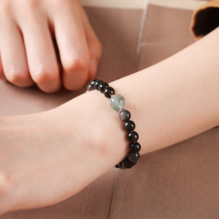 Buddha Stones Black Obsidian Grounding Hand-Woven New Chinese Round Bracelet - image 9