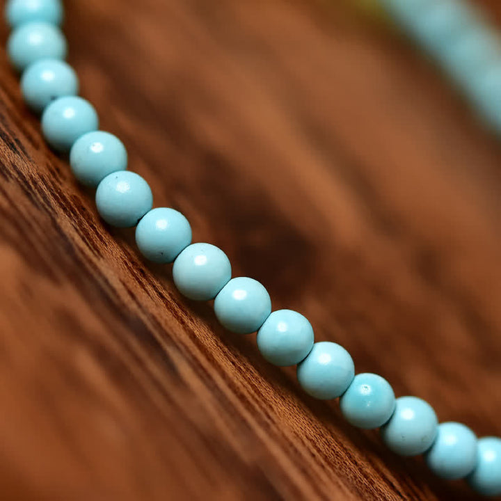 Buddha Stones Turquoise Fu Character Luck Handcrafted Beaded Bracelet - image 10