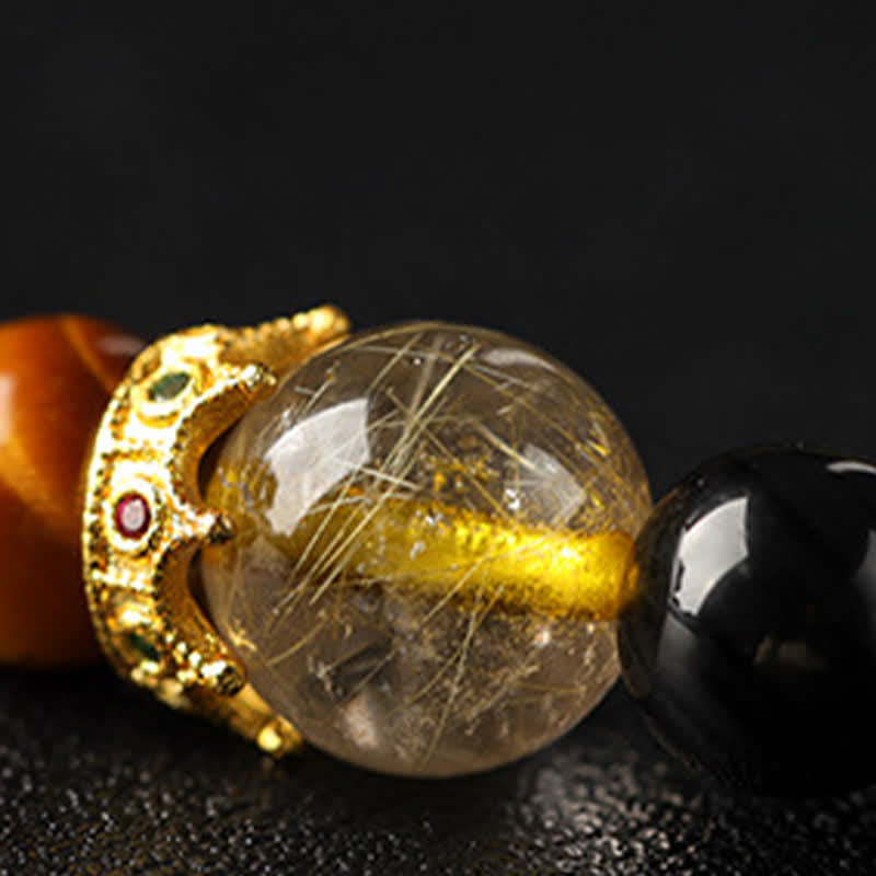 Buddha Stones Tiger Eye Silver Sheen Obsidian Prosperity Hand-Woven Double Wrap Bracelet - image 12
