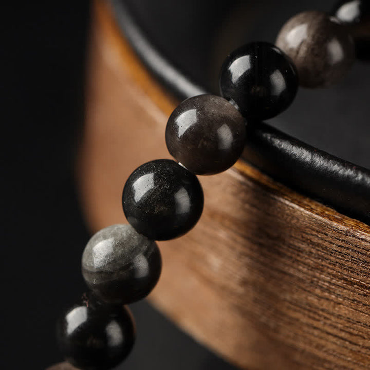 Buddha Stones Tiger Eye Silver Sheen Obsidian Prosperity Hand-Woven Double Wrap Bracelet - image 13