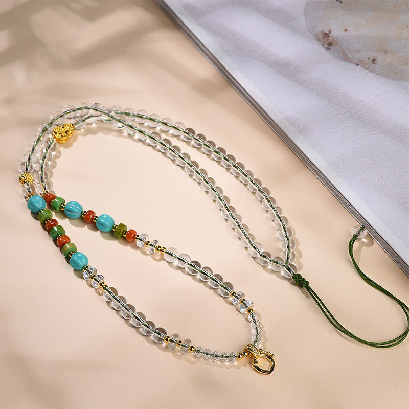 Buddha Stones Handcrafted Clear Quartz Round-Bead Gourd Healing Multi Wear Necklace - Clear Quartz(Protection ♥ Healing) - image 0
