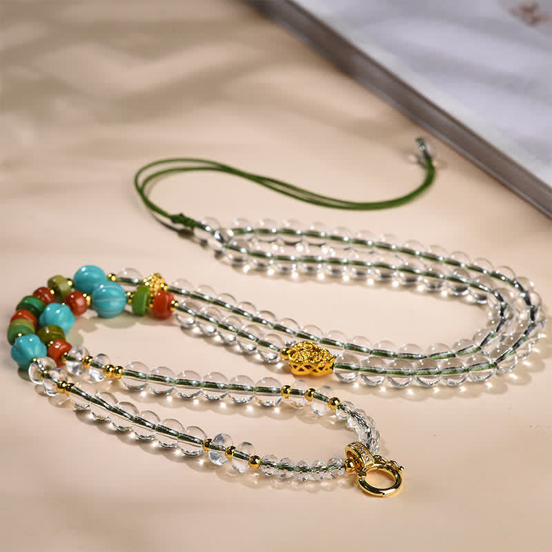 Buddha Stones Handcrafted Clear Quartz Round-Bead Gourd Healing Multi Wear Necklace - image 2