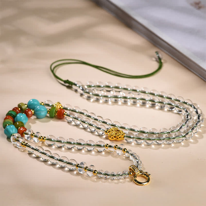 Buddha Stones Handcrafted Clear Quartz Round-Bead Gourd Healing Multi Wear Necklace - image 2