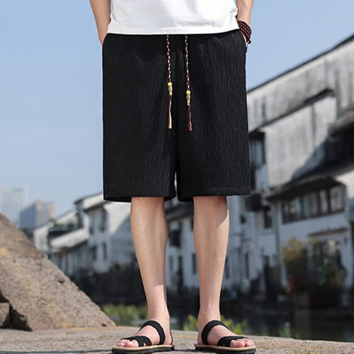Buddha Stones Summer Casual Drawstring Solid Bermuda Shorts Men's With Pockets - Black - US/UK/AU46，EU56 (5XL) - image 9