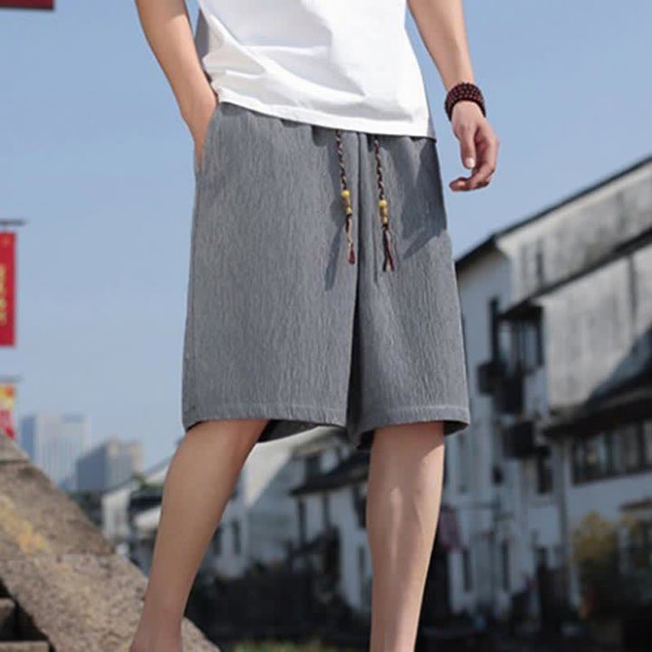 Buddha Stones Summer Casual Drawstring Solid Bermuda Shorts Men's With Pockets - image 21