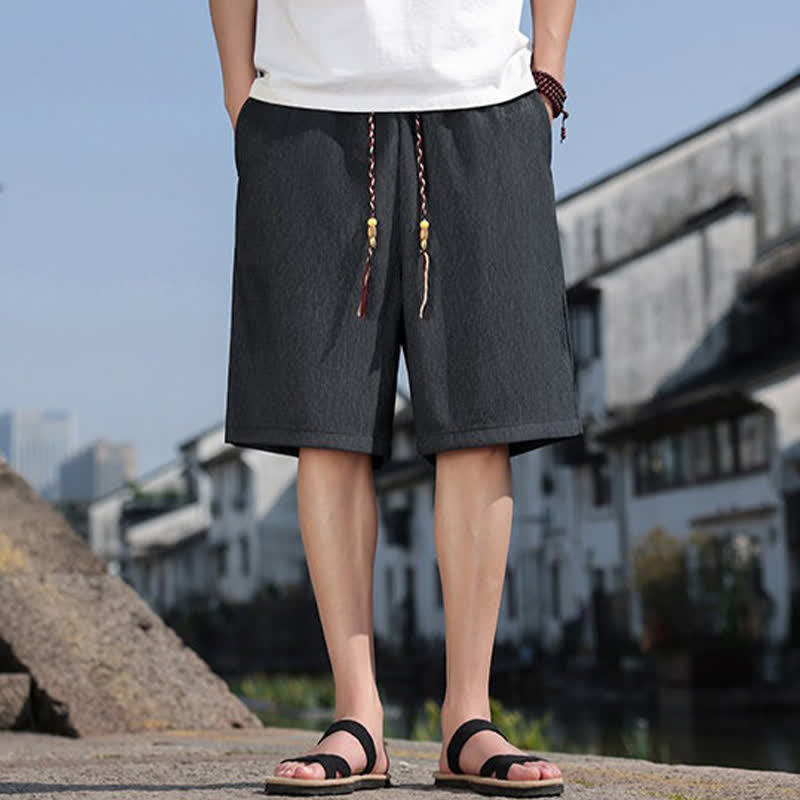 Buddha Stones Summer Casual Drawstring Solid Bermuda Shorts Men's With Pockets - image 29