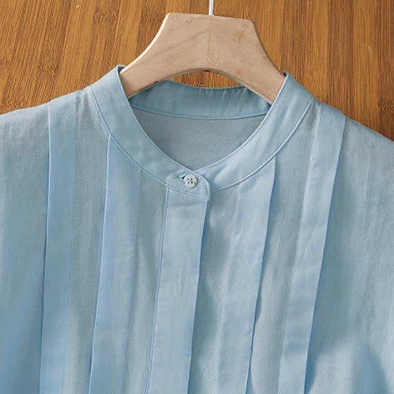 Buddha Stones Summer Casual Pintuck Front Solid Women's Sleeveless Shirts - image 2