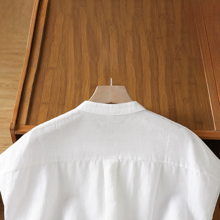 Buddha Stones Summer Casual Pintuck Front Solid Women's Sleeveless Shirts - image 10