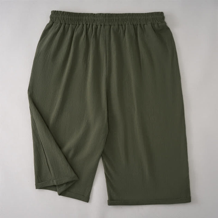 Buddha Stones Summer Casual Drawstring Solid Bermuda Shorts Women's Straight Leg Pants With Pockets - image 7