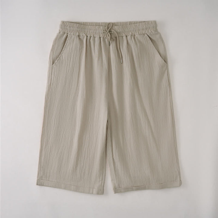 Buddha Stones Summer Casual Drawstring Solid Bermuda Shorts Women's Straight Leg Pants With Pockets - Khaki - US14，UK/AU18，EU46 (3XL) - image 0