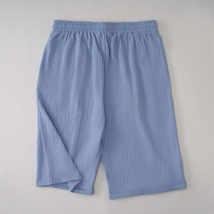 Buddha Stones Summer Casual Drawstring Solid Bermuda Shorts Women's Straight Leg Pants With Pockets - image 13