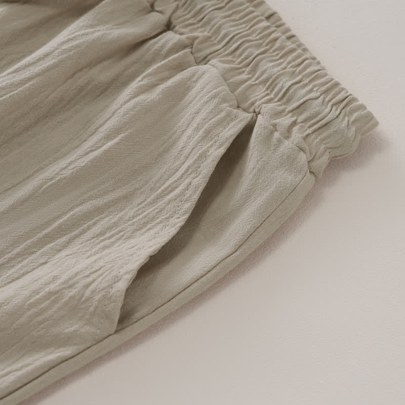 Buddha Stones Summer Casual Drawstring Solid Bermuda Shorts Women's Straight Leg Pants With Pockets - image 3